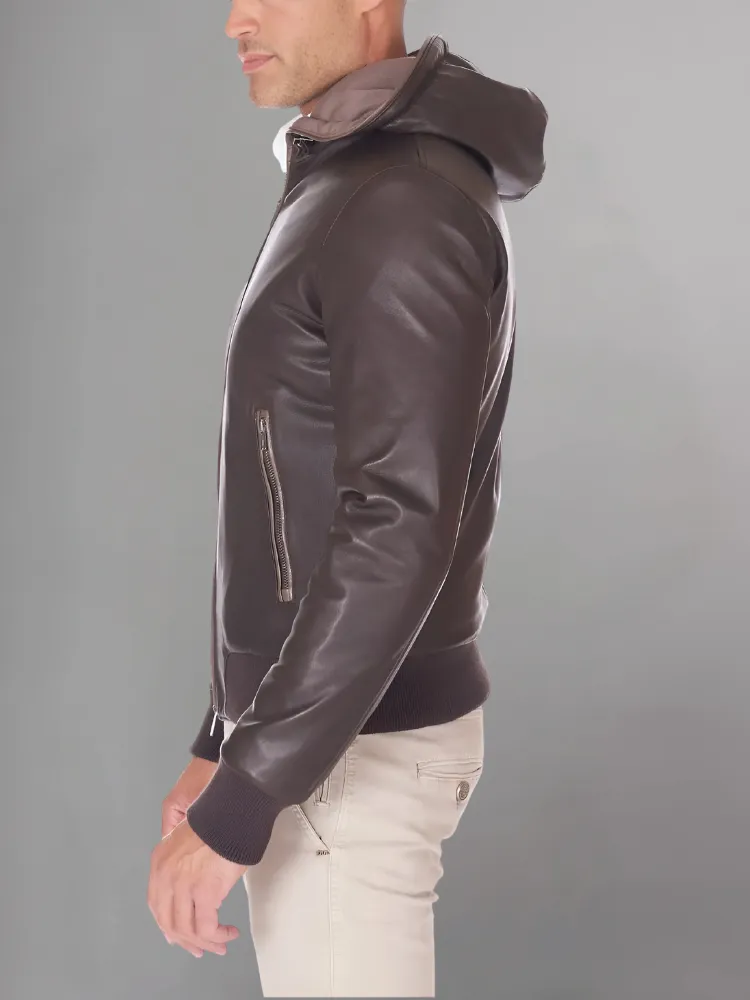 Mens Elegant Green Bomber Leather Jacket