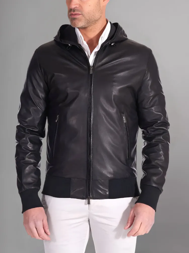 Mens Elegant Green Bomber Leather Jacket