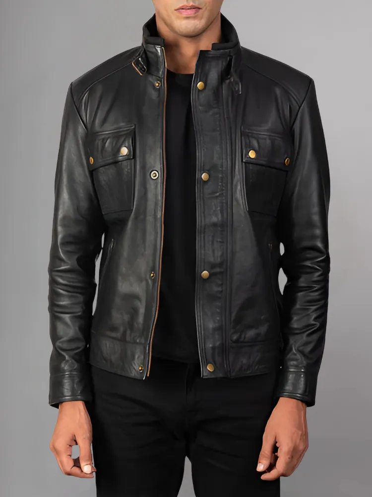 Mens Guardian Jacket with Stand-Up Collar and Patch Pockets