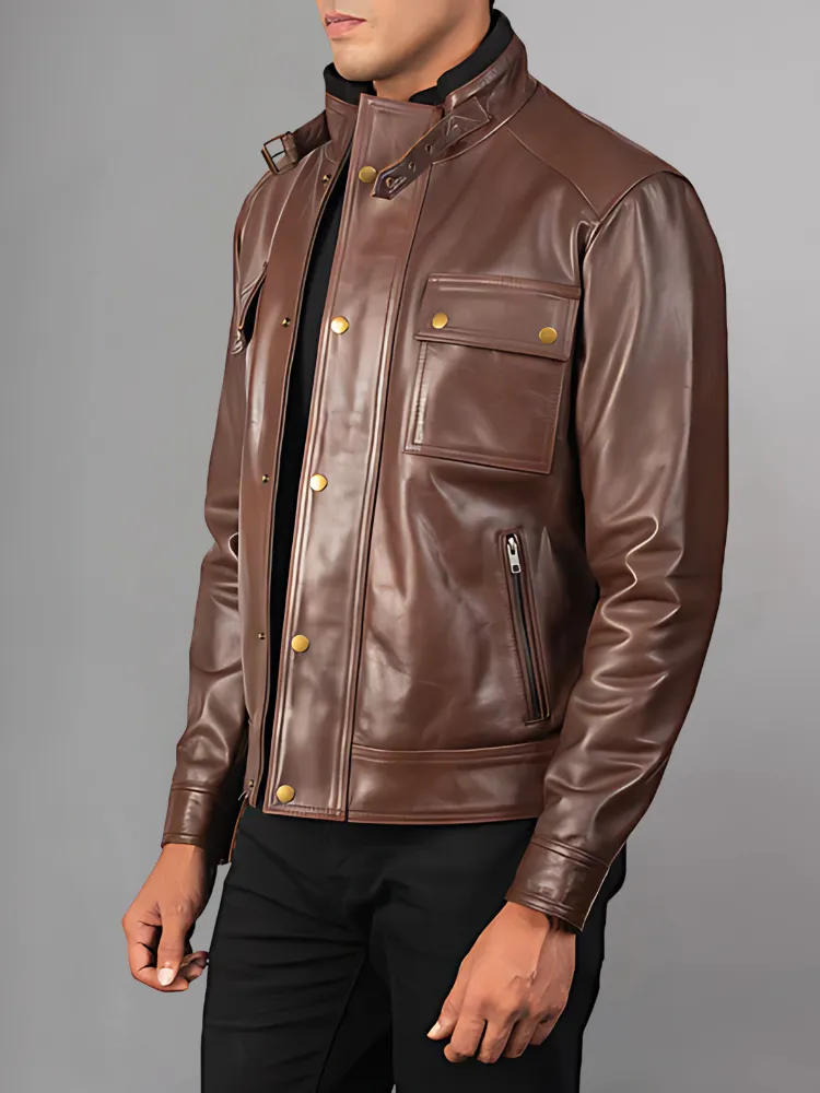 Mens Guardian Jacket with Stand-Up Collar and Patch Pockets