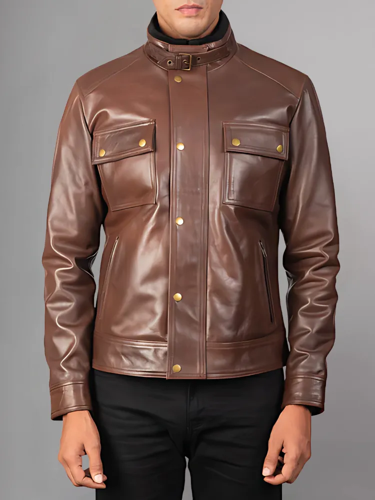 Mens Guardian Jacket with Stand-Up Collar and Patch Pockets