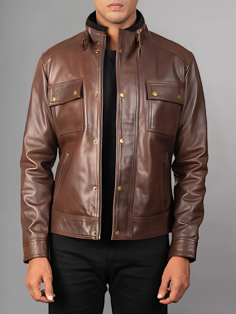 Mens Guardian Jacket with Stand-Up Collar and Patch Pockets