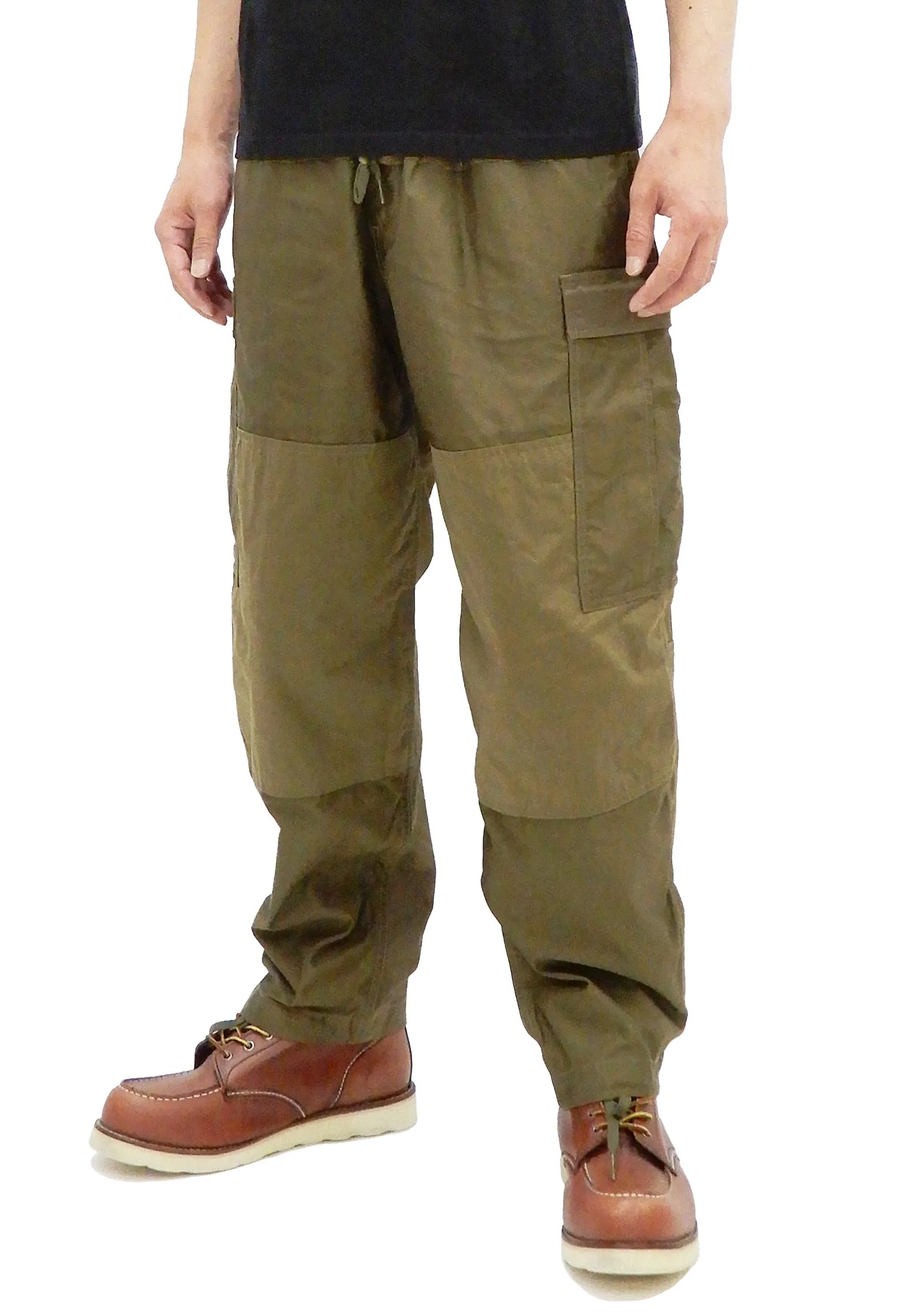 Moduct Cargo Pants Men's Military Style Color Block Elastic Waist Loose Taper Fit Trouser MO42222 Olive-Drab