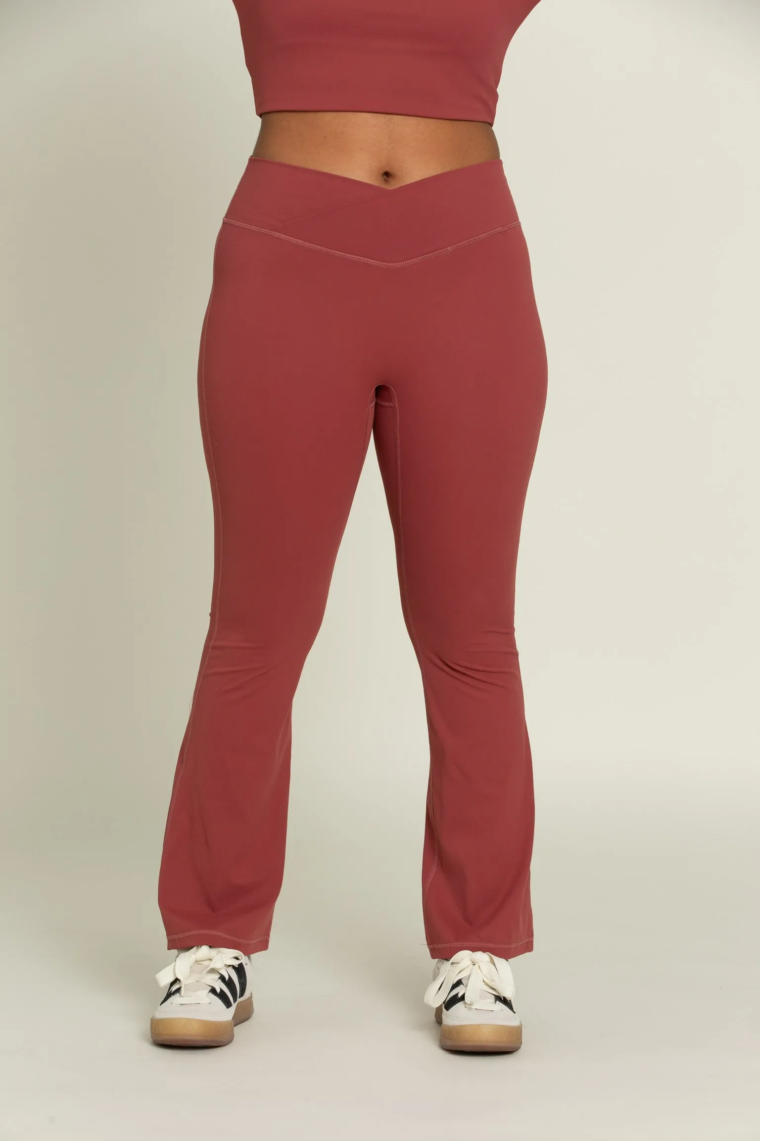 Pale Red Flare Yoga Pants