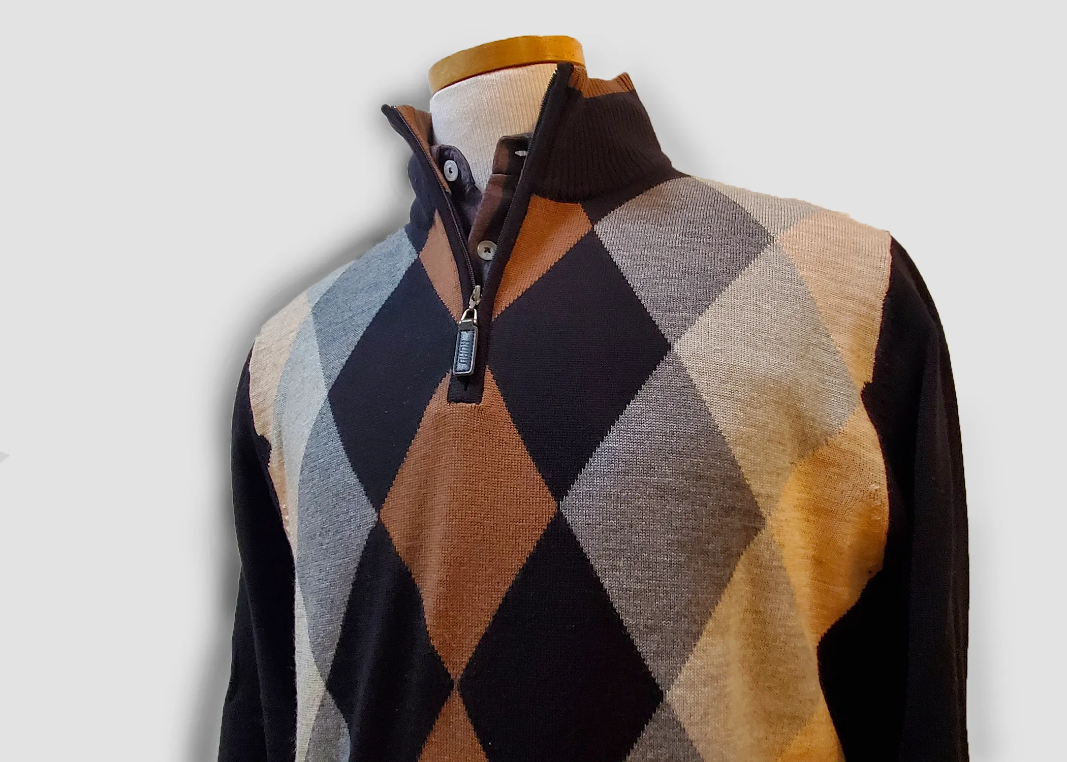 PETER | Marino Wool Argyle Knit Sweater