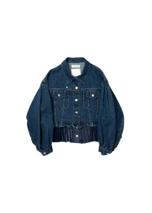 PLEATS DENIM BLOUSON