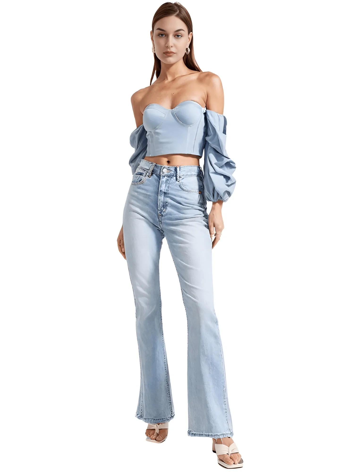 Puff Sleeve Women's Sexy Off Shoulder Crop Top