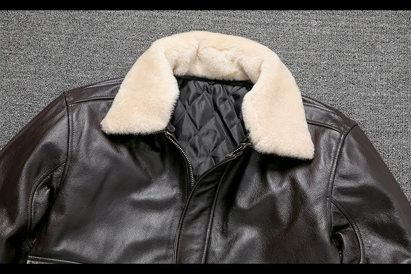 Pure First Layer Cowhide Leather Plus Cotton Flight Suit