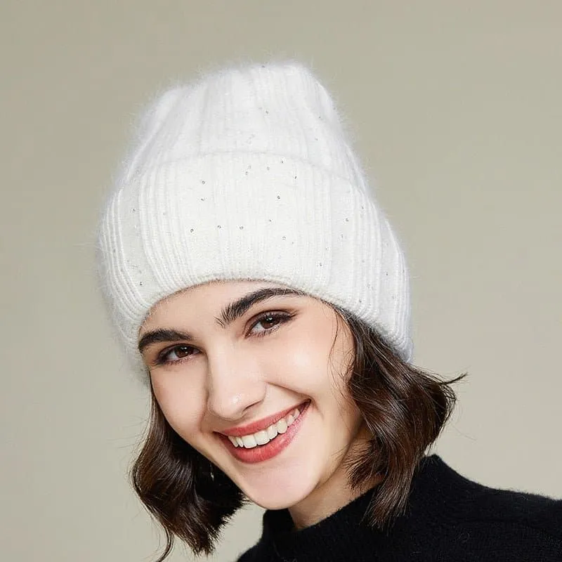 Rabbit Fur Soft Beanie - Warm and Stylish Winter Hat for Outdoor Activities