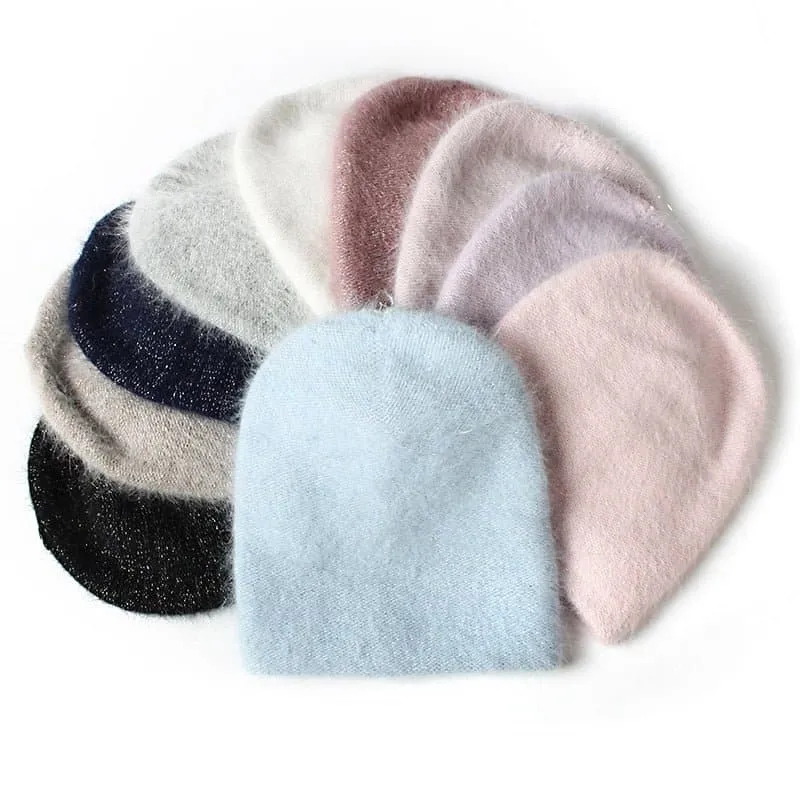 Rabbit Fur Soft Beanie - Warm and Stylish Winter Hat for Outdoor Activities