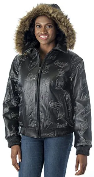 REED Women's Detroit Streets Leather Bomber Coat with Zip Out Hoody - Imported