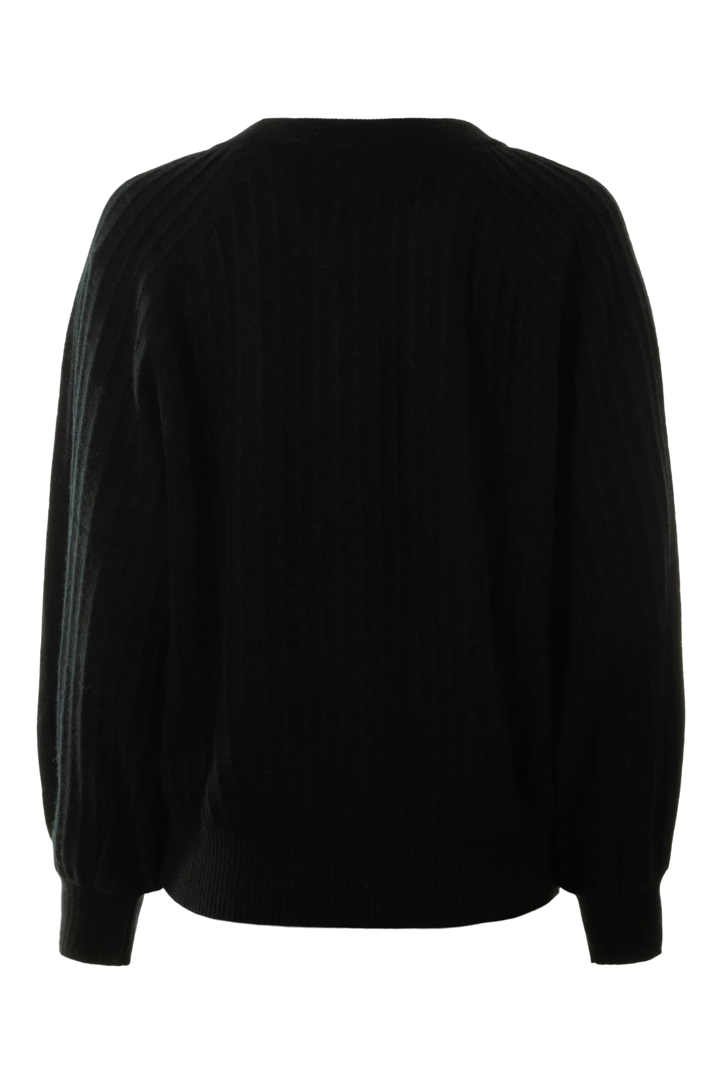 Repeat Cashmere Crewneck with Blouson Sleeves in Black