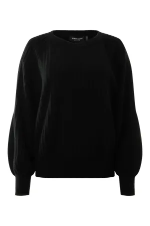 Repeat Cashmere Crewneck with Blouson Sleeves in Black