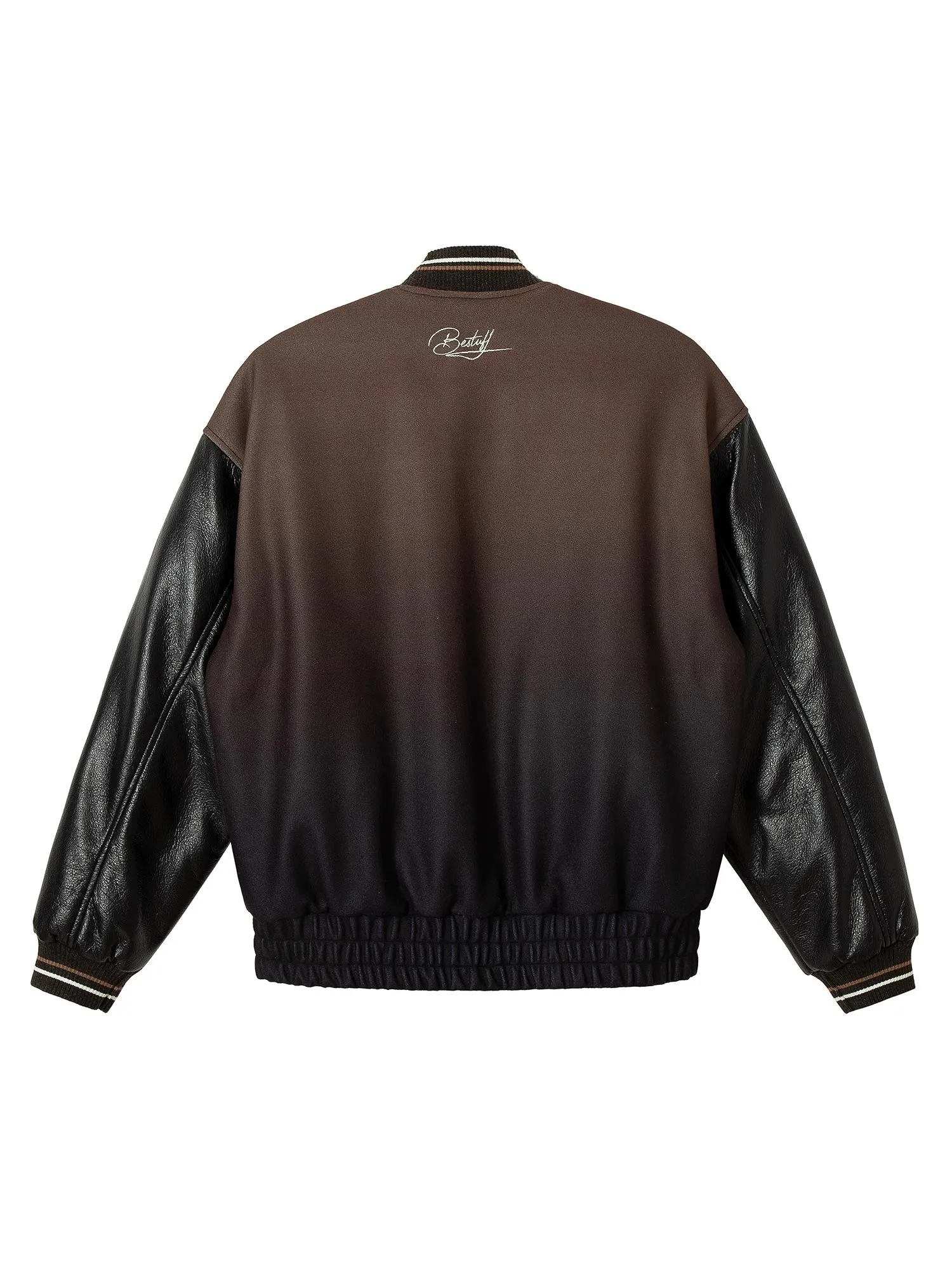 Thesupermade  Embroidery Leather Bomber Jacket - 2217