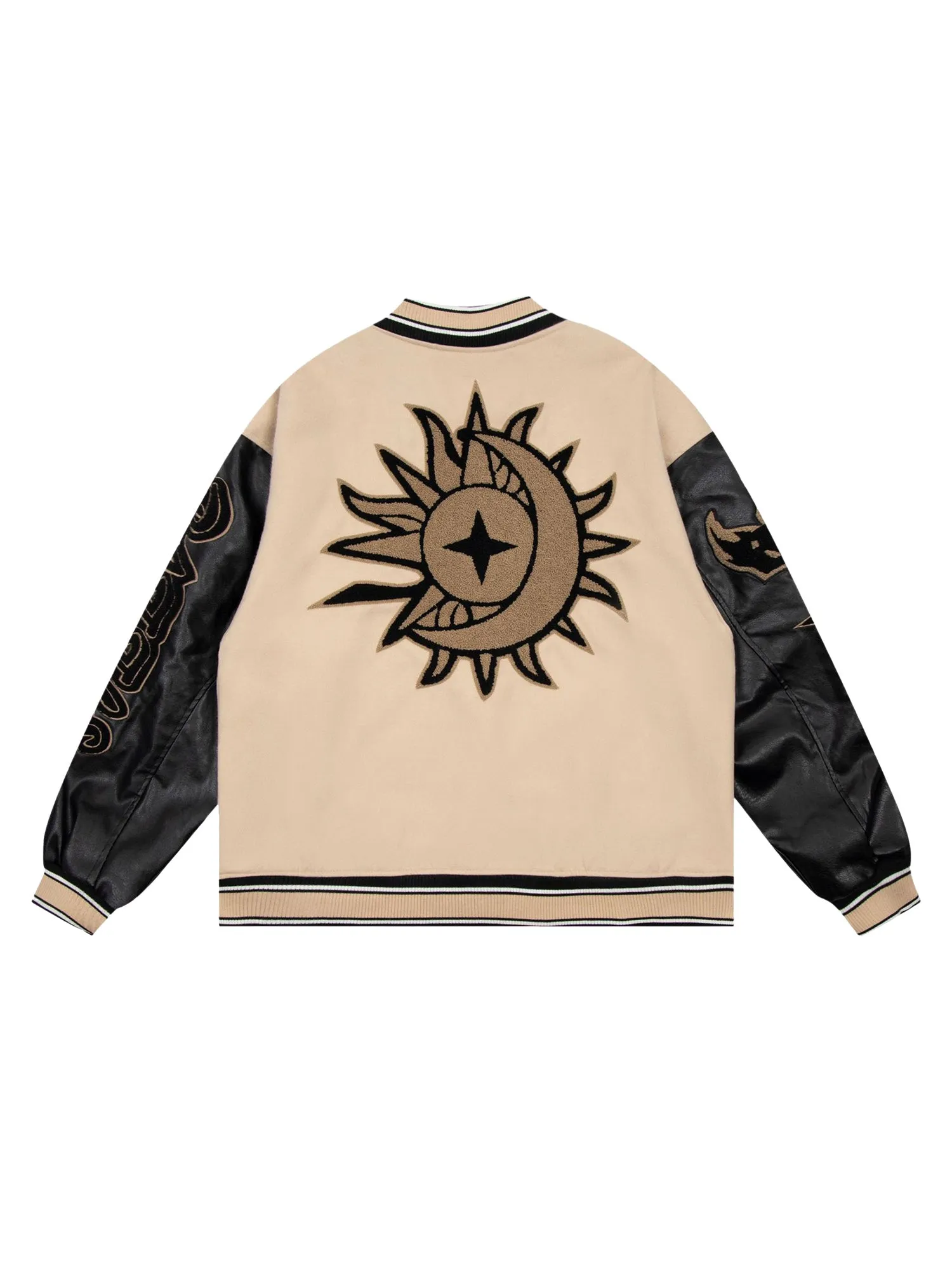 Thesupermade Flame Elements Letter Embroidery Baseball Jacket -1608