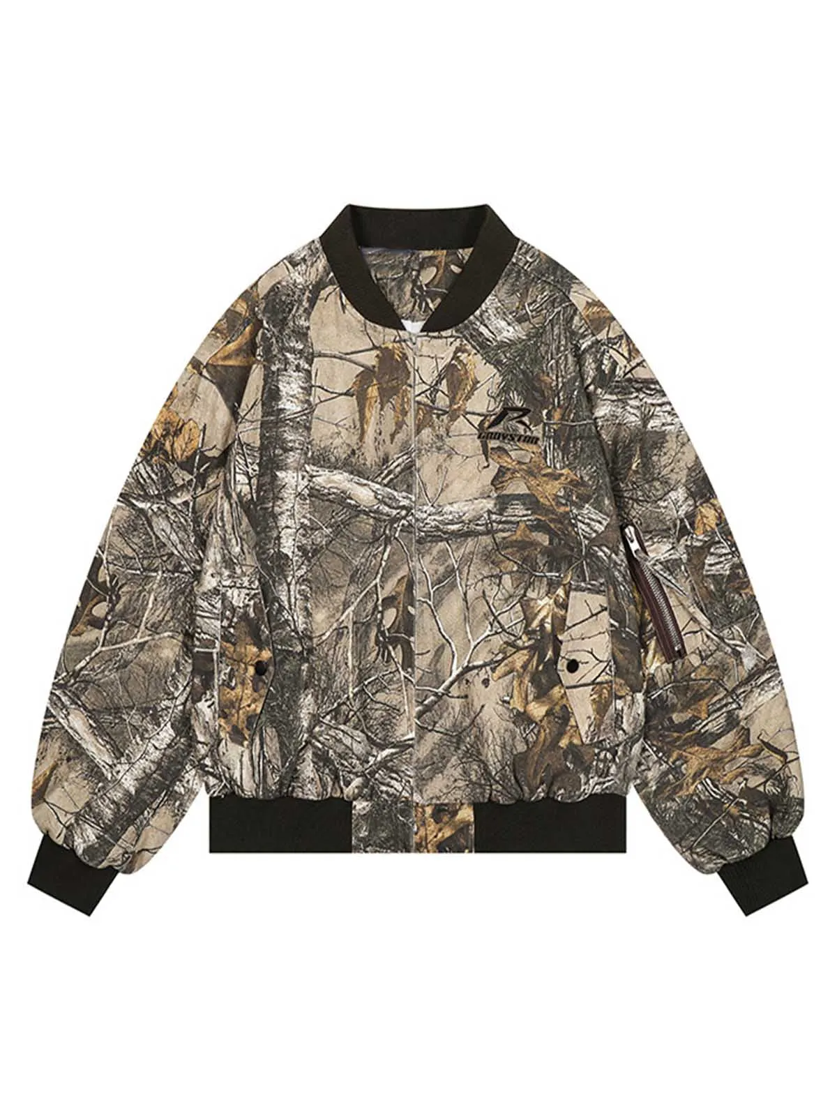 Thesupermade Leaf Camouflage Bomber Jacket