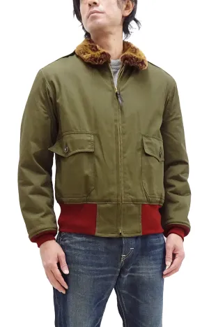 TOYS McCOY Jacket Men's Reproduction Of USAAF B-10 Flight Jacket Red Rib B10 Cotton Bomber Jacket Olive TMJ2329