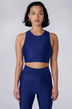 Tula High Neck Racer Back Crop Top | Recycled Nylon | Royal