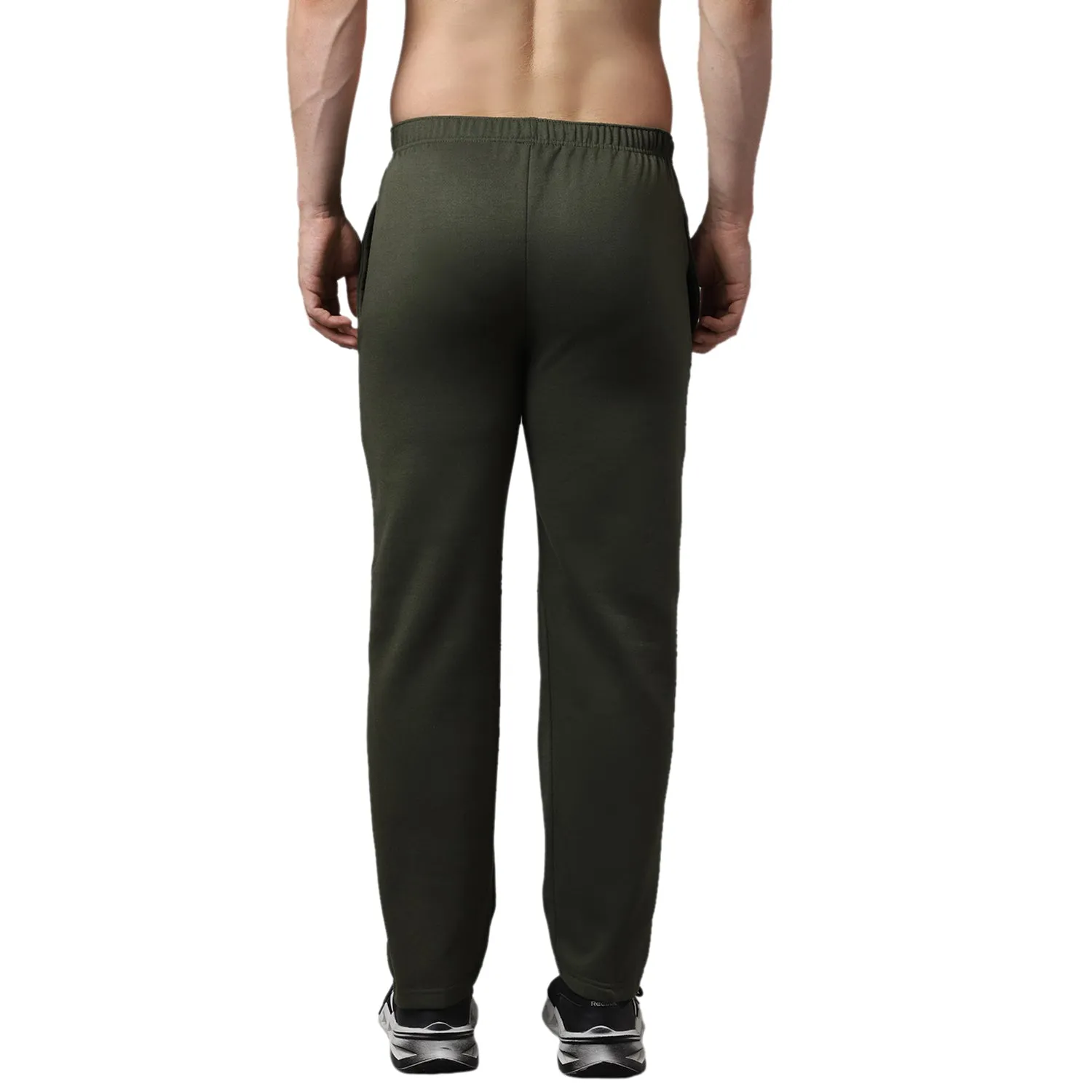 Vimal Jonney Fleece Regular-Fit Olive Cotton Trackpant for Men