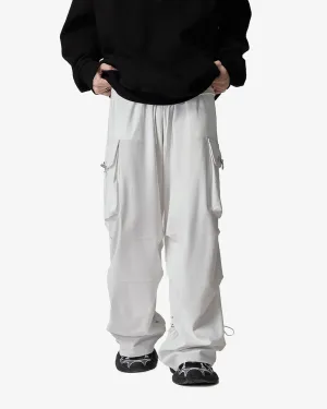 Wide Fit Parachute Cargo Pants with Drawstrings